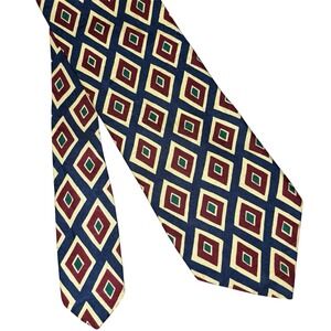 Vintage Abercrombie and‎ Fitch 100% Silk Diamond Print Necktie Preppy